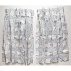 2 Pinch Pleated Curtain Panels Drapes Polka Dot Pattern w Hooks 27x41 Blue White